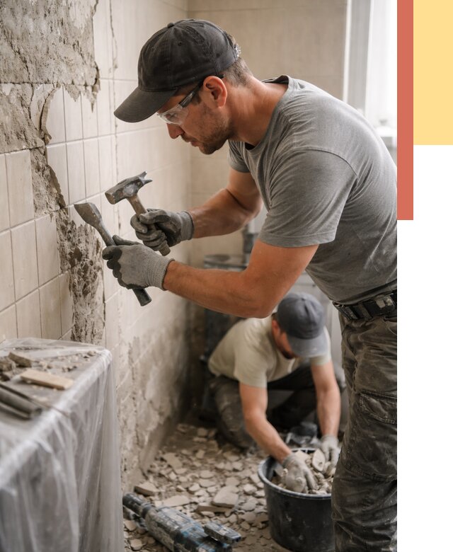 Демонтаж плитки со стен в Тынде от 874 руб. — быстро и недорого | ОТДЕЛОЧНИК-Тнд