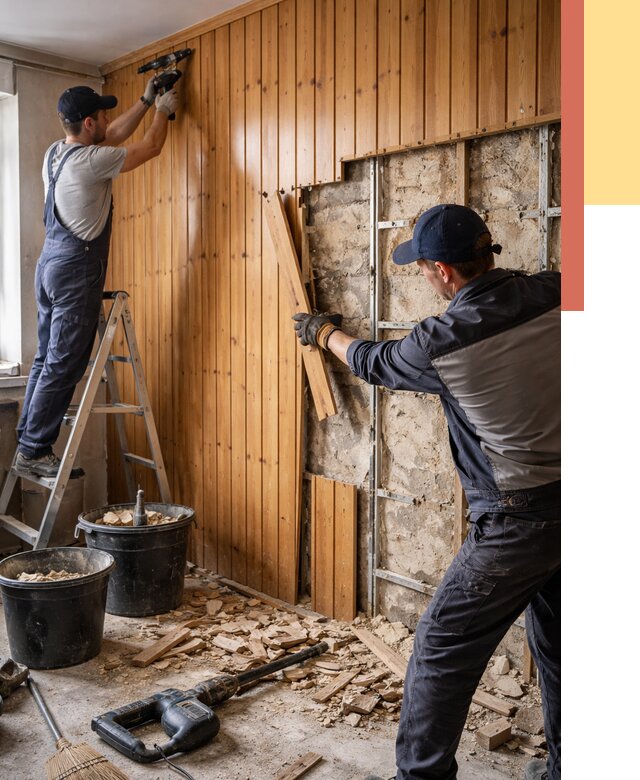 Демонтаж вагонки со стен в Тынде от 1490 руб. — снятие, удаление, срочно | ОТДЕЛОЧНИК-Тнд