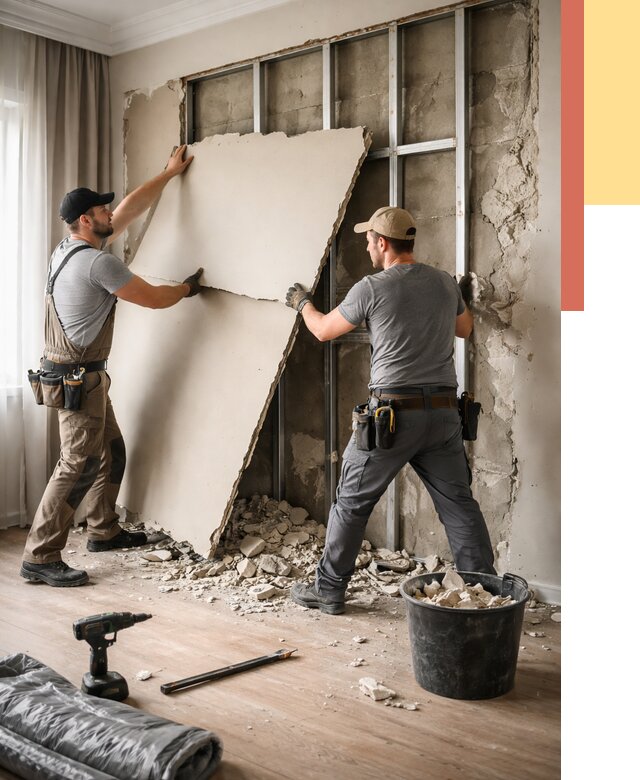 Демонтаж гипсокартона со стен в Тынде от 360 руб. — услуги демонтажа | ОТДЕЛОЧНИК-Тнд