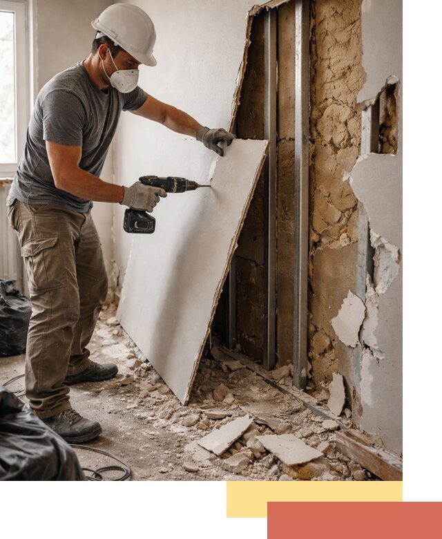 Демонтаж гипсокартона со стен в Тынде качественно и быстро