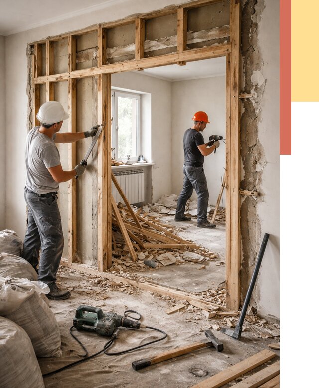 Демонтаж деревянных перегородок в Тынде от 3289 руб. — быстро и недорого | ОТДЕЛОЧНИК-Тнд