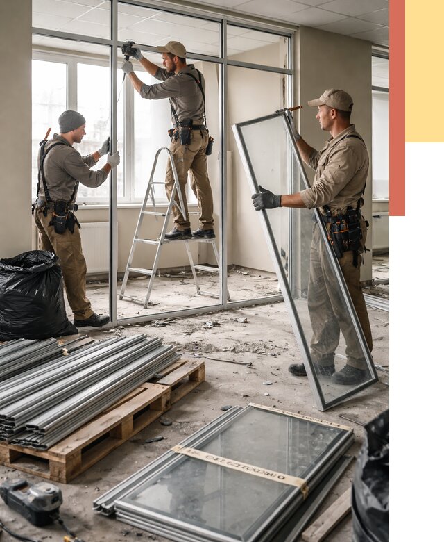 Демонтаж алюминиевых перегородок в Тынде от 4316 руб. — быстро и недорого | ОТДЕЛОЧНИК-Тнд