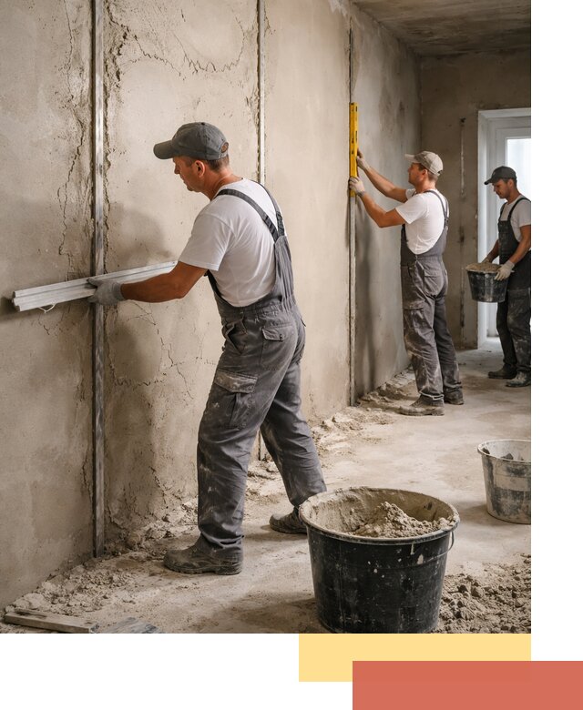 Штукатурка стен по маякам в Тынде — точная и ровная поверхность