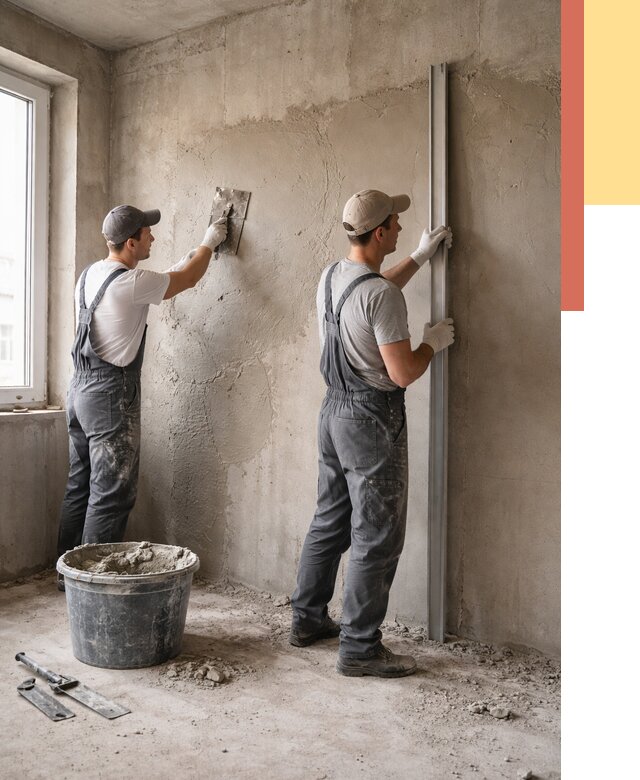 Штукатурка бетонных стен в Тынде от 4625 руб/м² — качественно и быстро | ОТДЕЛОЧНИК-Тнд