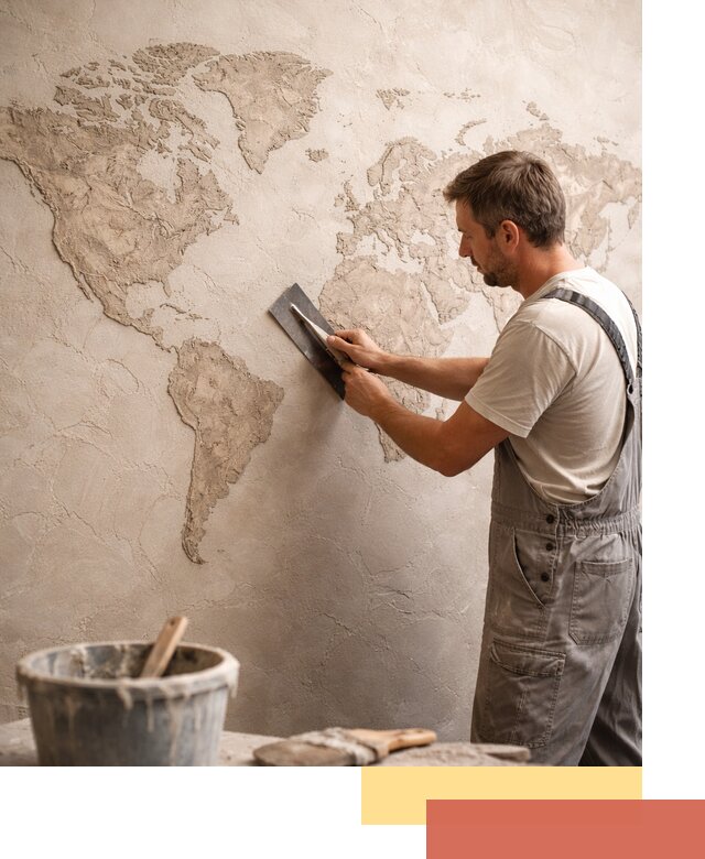 Декоративная штукатурка «Карта мира» под ключ в Тынде