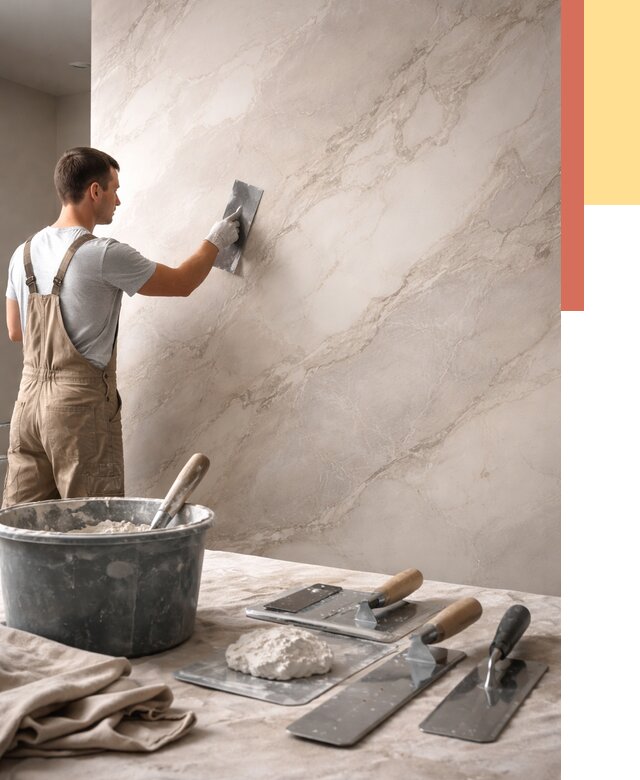 Декоративная штукатурка под мрамор в Тынде от 2878 руб./м² — быстро и недорого | ОТДЕЛОЧНИК-Тнд