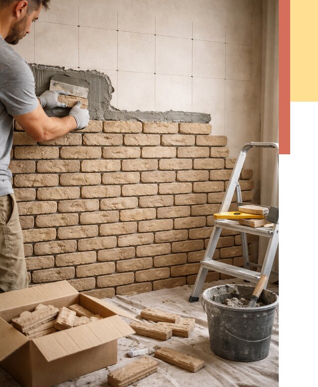 Монтаж декоративного кирпича в Тынде от 3289 руб./м² — быстро и недорого | ОТДЕЛОЧНИК-Тнд