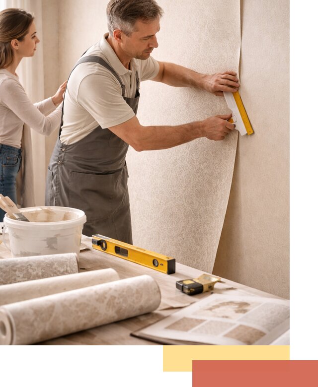 Поклейка обоев с подбором рисунка в Тынде