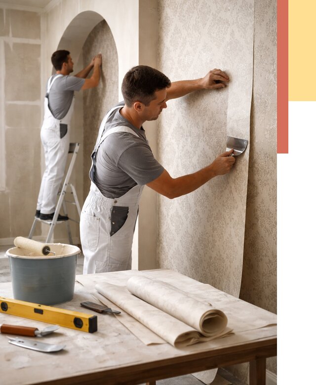 Поклейка обоев на сложные стены в Тынде от 2878 руб. под ключ | ОТДЕЛОЧНИК-Тнд