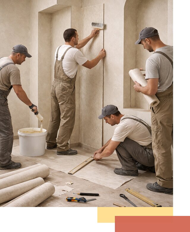 Поклейка обоев на сложные стены и неровные поверхности в Тынде