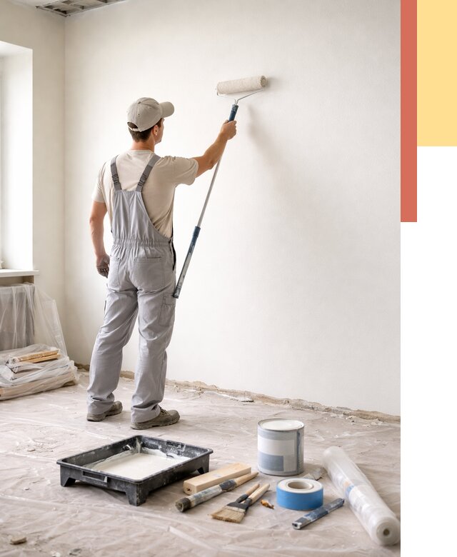 Покраска стен водоэмульсионной краской в Тынде от 462 руб. за м² | ОТДЕЛОЧНИК-Тнд