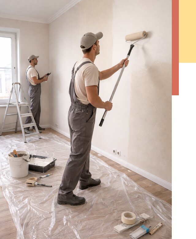 Покраска стен акриловой краской в Тынде от 3597 руб./м² — быстро и недорого | ОТДЕЛОЧНИК-Тнд