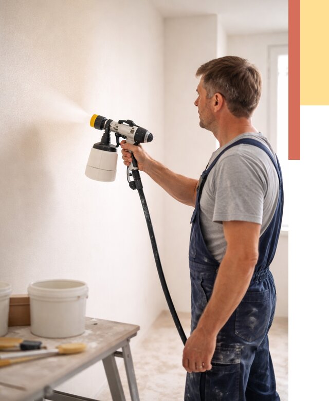 Покраска стен краскопультом в Тынде от 7708 руб. — механизированная покраска | ОТДЕЛОЧНИК-Тнд