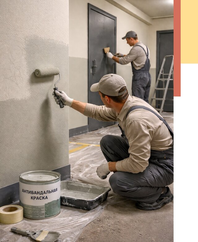 Покраска стен антивандальной краской в Тынде от 4625 руб./м² под ключ | ОТДЕЛОЧНИК-Тнд