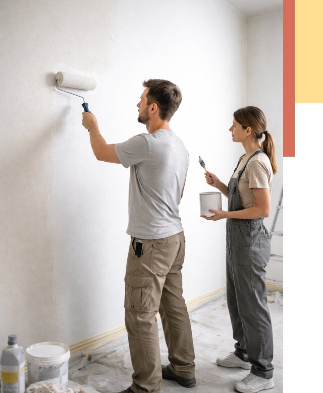 Окраска стен по стеклохолсту в Тынде от 4625 руб/м² под ключ | ОТДЕЛОЧНИК-Тнд