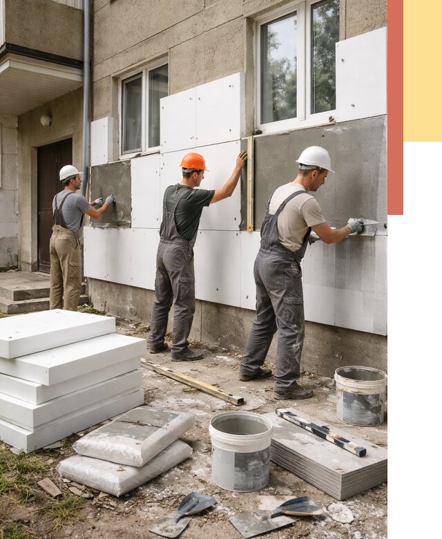 Утепление стен пенопластом в Тынде от 1798 руб. — недорого и под ключ | ОТДЕЛОЧНИК-Тнд