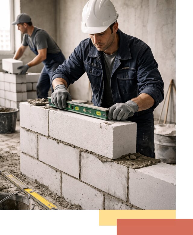 Кладка перегородок из пеноблока под ключ в Тынде