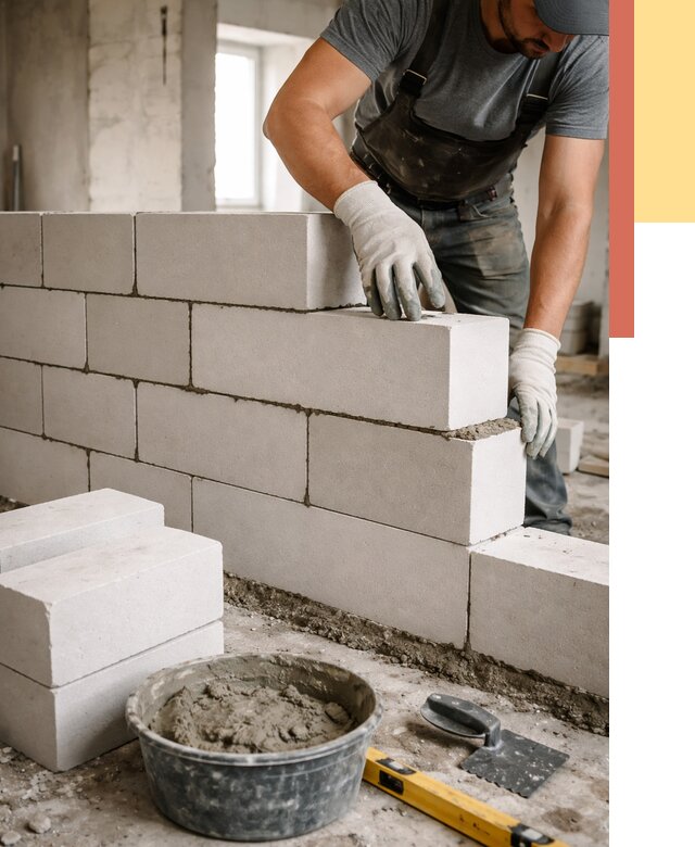 Кладка перегородок из силикатного блока в Тынде от 4111 руб. под ключ | ОТДЕЛОЧНИК-Тнд