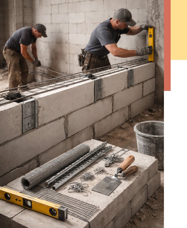 Армирование кладки перегородок в Тынде от 771 руб. под ключ | ОТДЕЛОЧНИК-Тнд