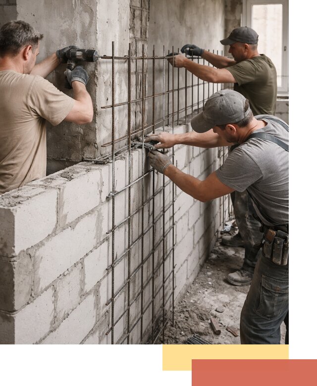 Армирование кладки перегородок в Тынде профессионально и надёжно