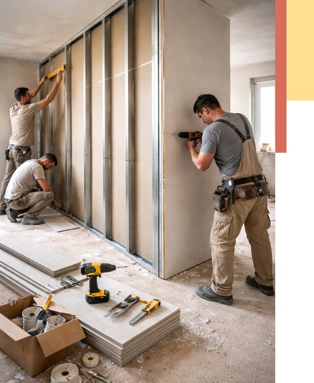 Монтаж однослойной перегородки из гипсокартона в Тынде от 668 руб. | ОТДЕЛОЧНИК-Тнд