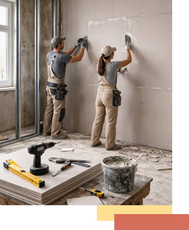 Монтаж двухслойной перегородки из гипсокартона в Тынде