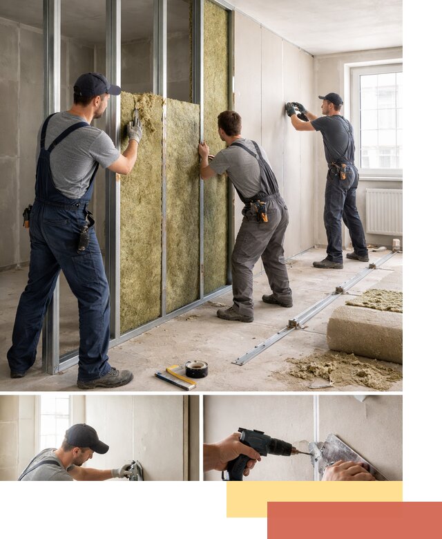 Перегородка из гипсокартона с шумоизоляцией в Тынде — монтаж под ключ