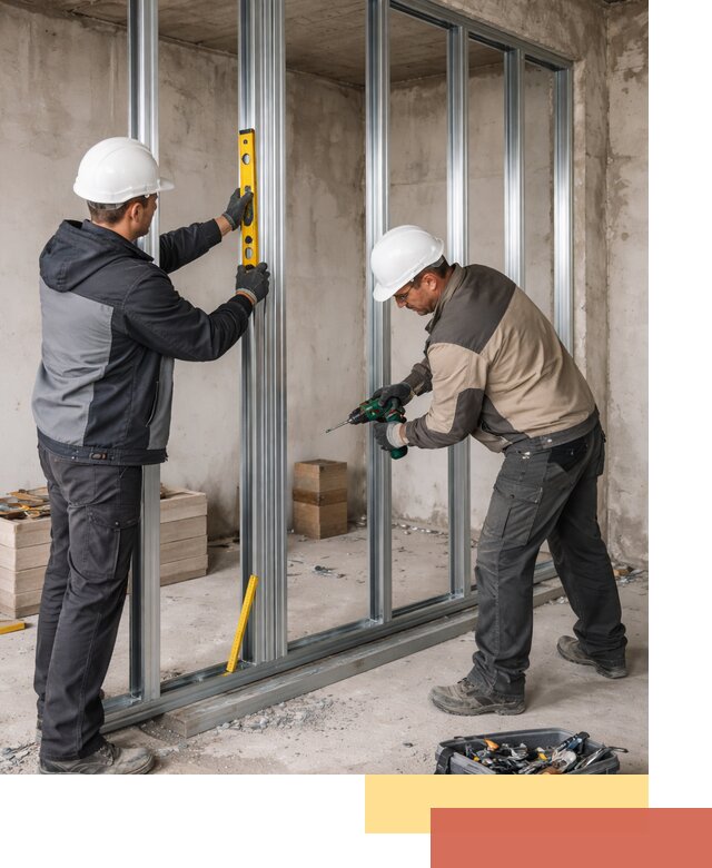 Монтаж каркаса перегородки из профиля в Тынде