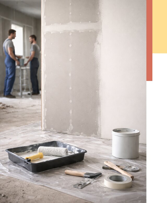 Покраска перегородок из гипсокартона в Тынде от 4625 руб. под ключ | ОТДЕЛОЧНИК-Тнд