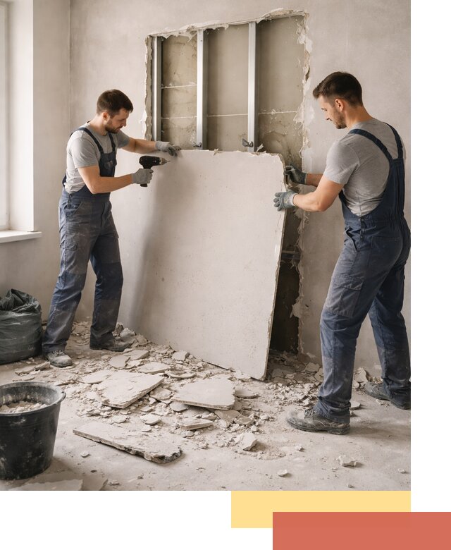 Демонтаж перегородки из гипсокартона в Тынде быстрый и аккуратный