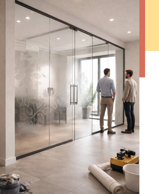 Стеклянные перегородки с рисунком в Тынде от 12846 руб. монтаж и нанесение | ОТДЕЛОЧНИК-Тнд