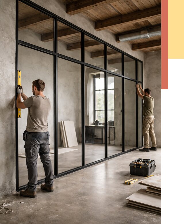 Стеклянные перегородки лофт в Тынде от 10791 руб. под ключ | ОТДЕЛОЧНИК-Тнд