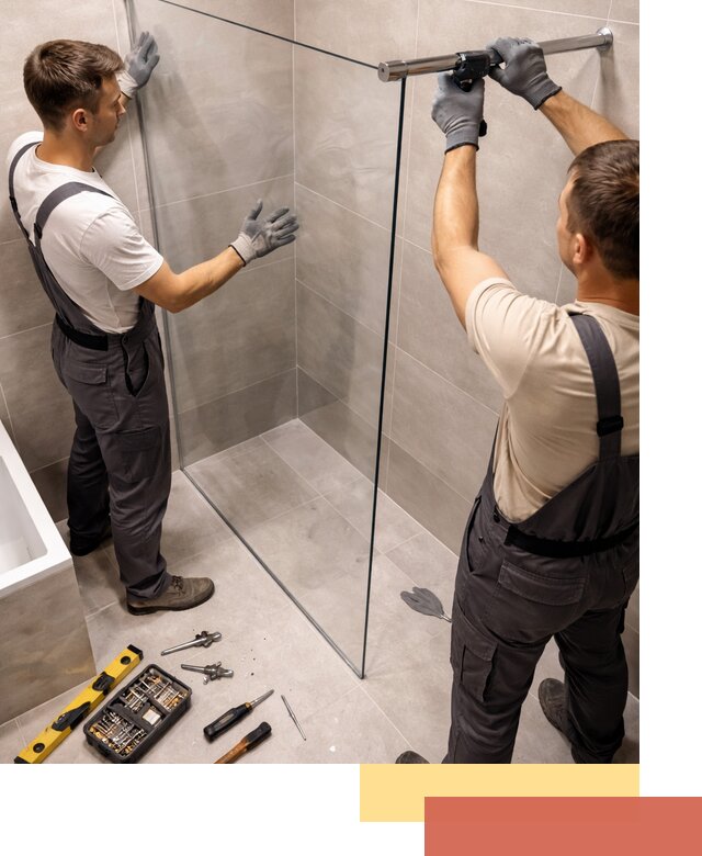 Стеклянные перегородки для душа в Тынде — изготовление и монтаж