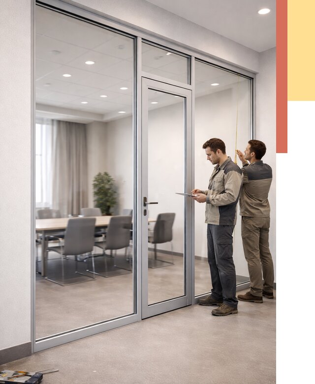 Установка и монтаж алюминиевых перегородок со стеклом в Тынде от 8427 руб. | ОТДЕЛОЧНИК-Тнд