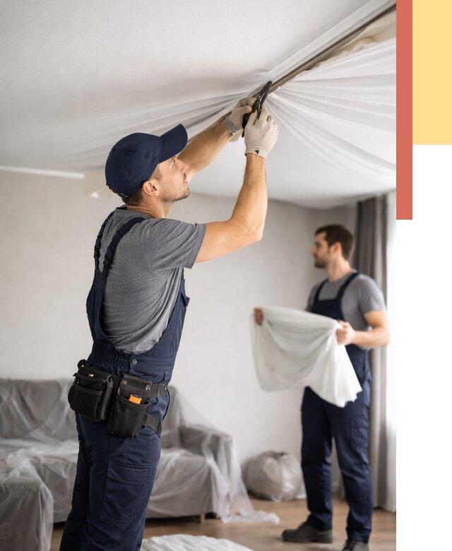 Демонтаж натяжного потолка в Тынде от 4625 руб. — снятие и разбор под ключ | ОТДЕЛОЧНИК-Тнд