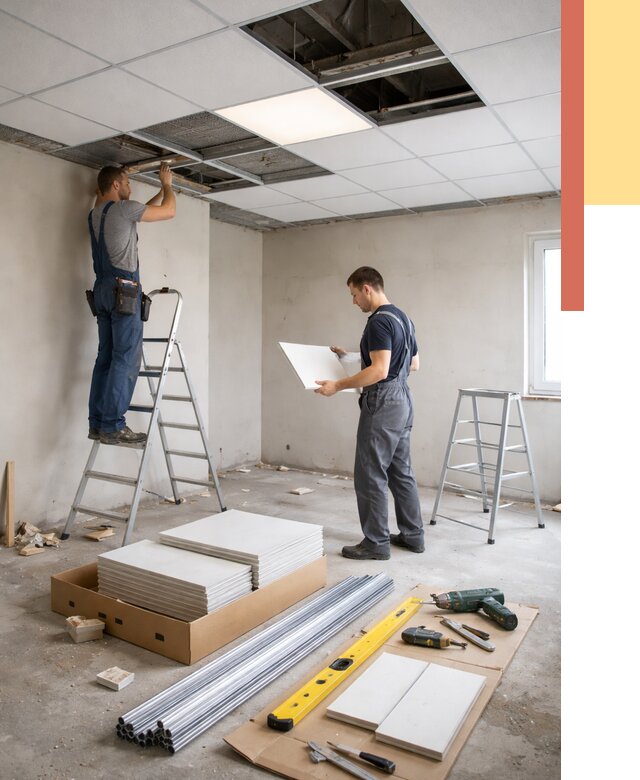 Монтаж потолка армстронг в Тынде от 4625 руб/м2 — быстрая установка под ключ | ОТДЕЛОЧНИК-Тнд