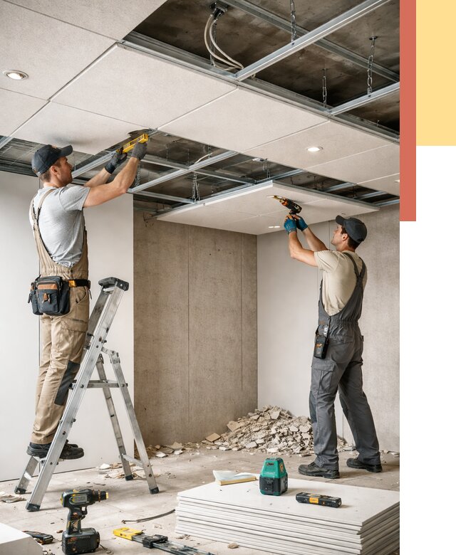 Монтаж акустического потолка в Тынде от 6680 руб/м2 — быстро и недорого | ОТДЕЛОЧНИК-Тнд