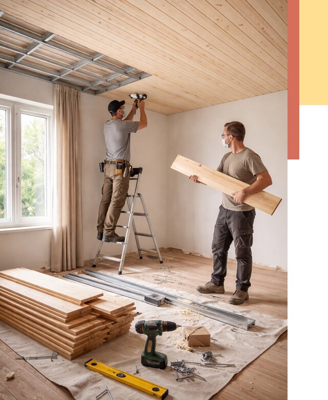 Монтаж потолка из вагонки в Тынде от 6680 руб. | Быстро и недорого — ОТДЕЛОЧНИК-Тнд