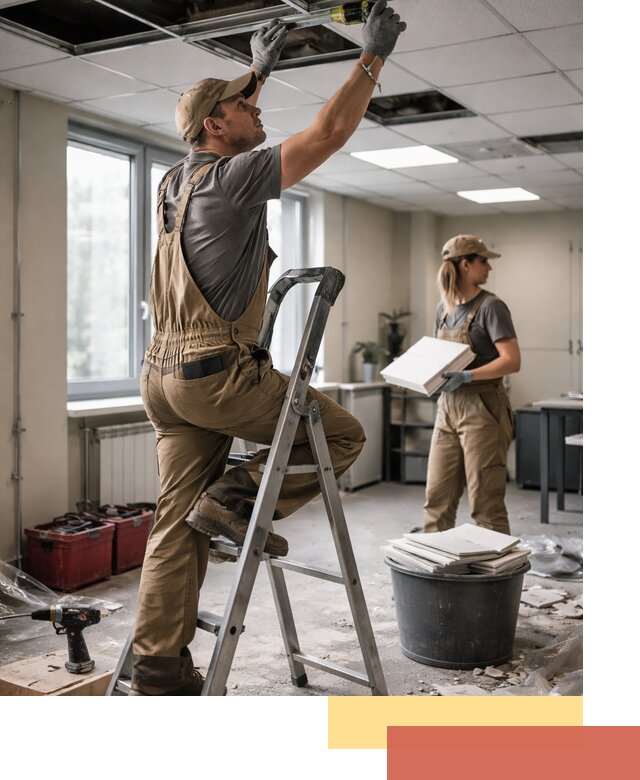 Ремонт потолка Армстронг и замена плит в Тынде