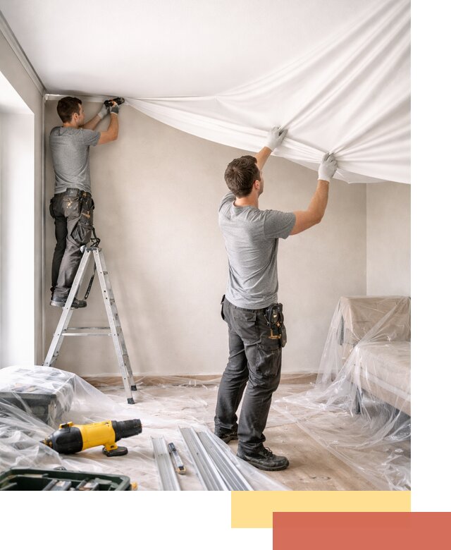 Монтаж тканевого натяжного потолка в Тынде недорого и быстро