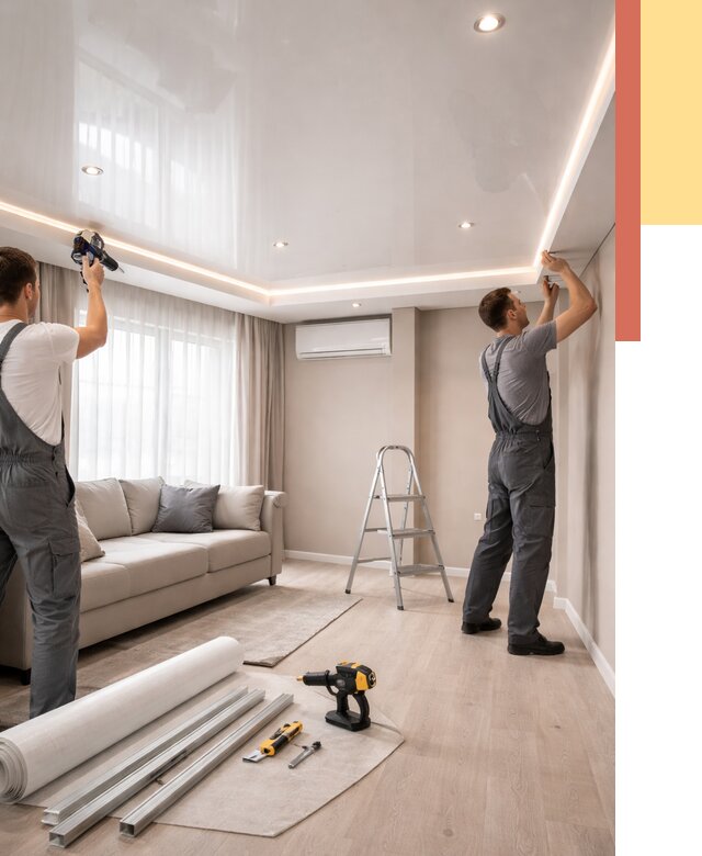 Монтаж глянцевого натяжного потолка в Тынде от 771 руб. под ключ | ОТДЕЛОЧНИК-Тнд