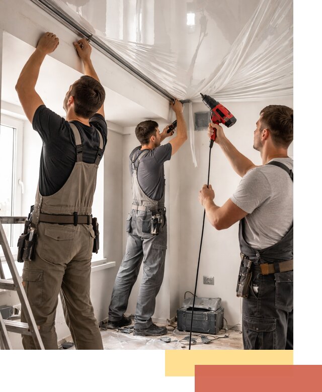 Монтаж глянцевого натяжного потолка в Тынде быстро и качественно