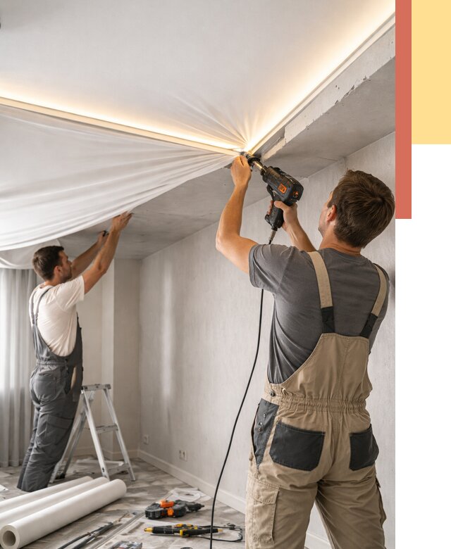 Монтаж натяжного потолка с подсветкой в Тынде от 976 руб. | ОТДЕЛОЧНИК-Тнд