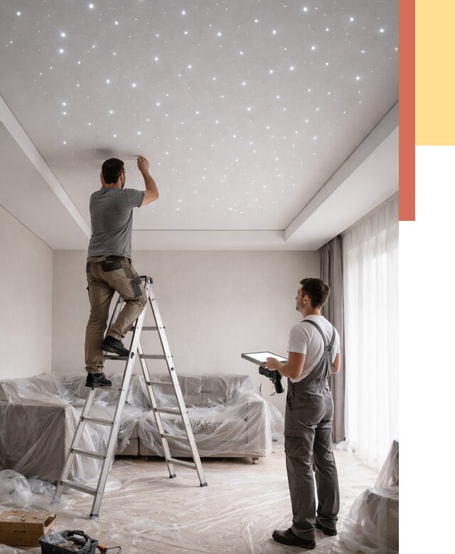 Монтаж натяжного потолка «звездное небо» в Тынде от 6680 руб. | ОТДЕЛОЧНИК-Тнд