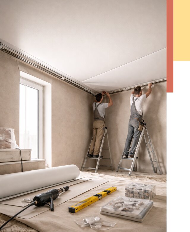 Монтаж натяжного потолка в спальне в Тынде от 3905 руб. под ключ | ОТДЕЛОЧНИК-Тнд