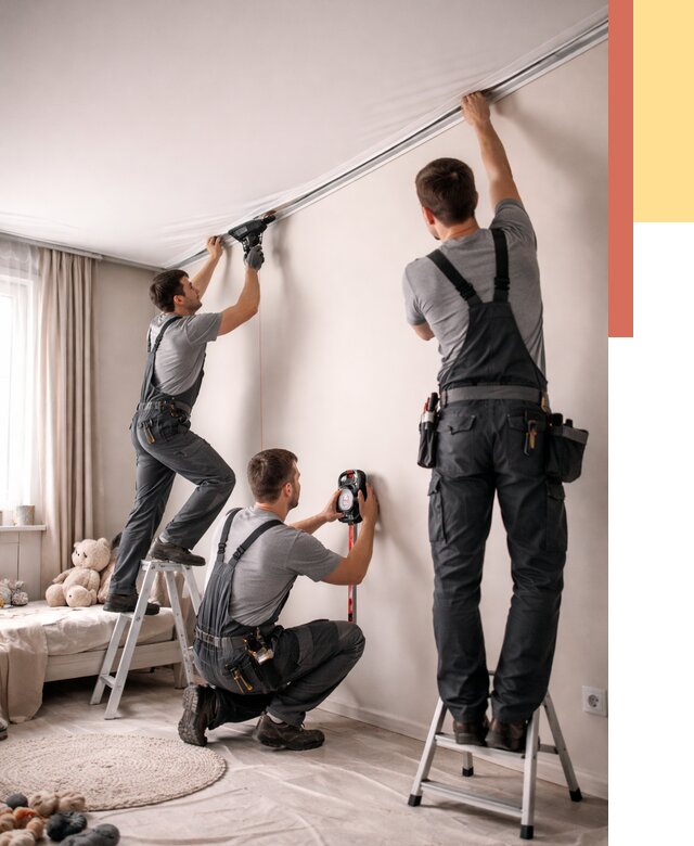 Монтаж натяжного потолка в детской в Тынде от 3597 руб. — быстро и недорого | ОТДЕЛОЧНИК-Тнд