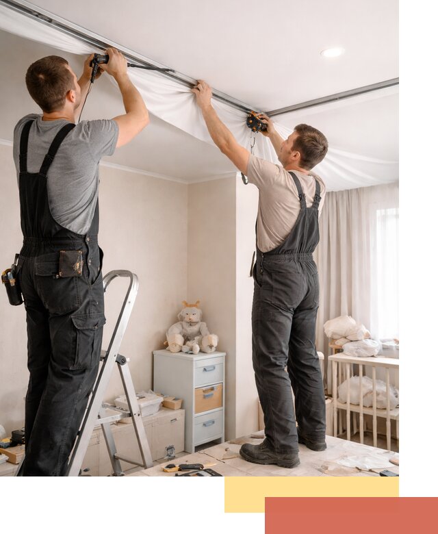 Монтаж натяжного потолка в детской комнате в Тынде