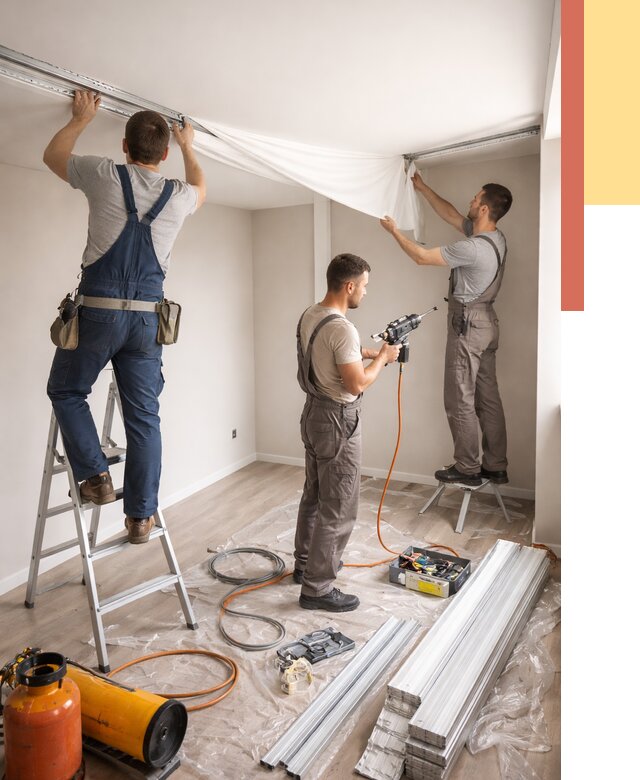 Монтаж натяжного потолка в студии в Тынде от 5652 руб. — быстро и недорого | ОТДЕЛОЧНИК-Тнд