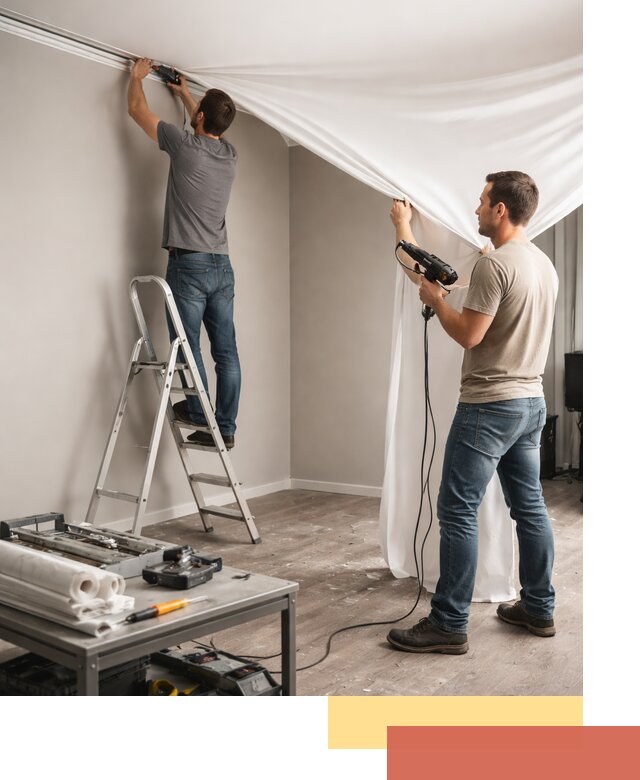 Монтаж натяжного потолка в студии в Тынде