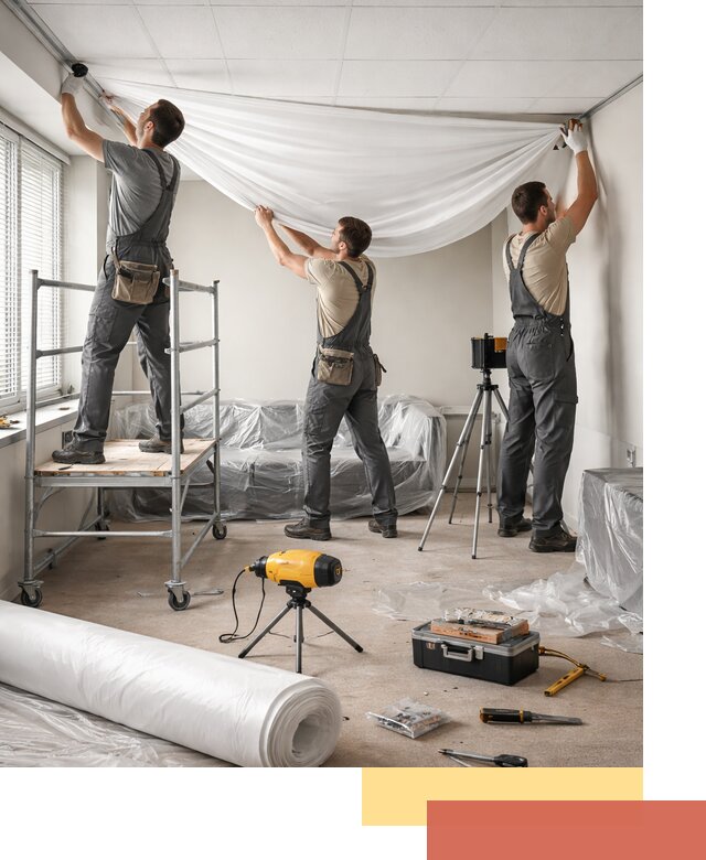 Монтаж натяжного потолка в офисе в Тынде